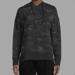 Athletic Works Women's Oversized Large Black and Gray Camo Fleece lined Hoodie
